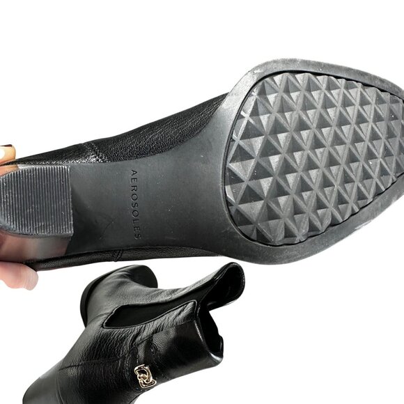 Aerosoles Lido Ankle Boots Women's Size 8 Black Leather Block Heel Comfort - Picture 8 of 10